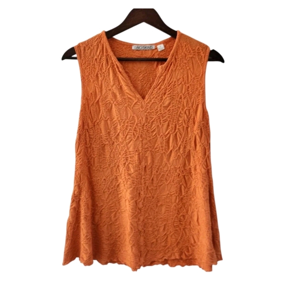 Snoskins Sno Skins Orange Crinkled Tank Top Shirt Womens Size M